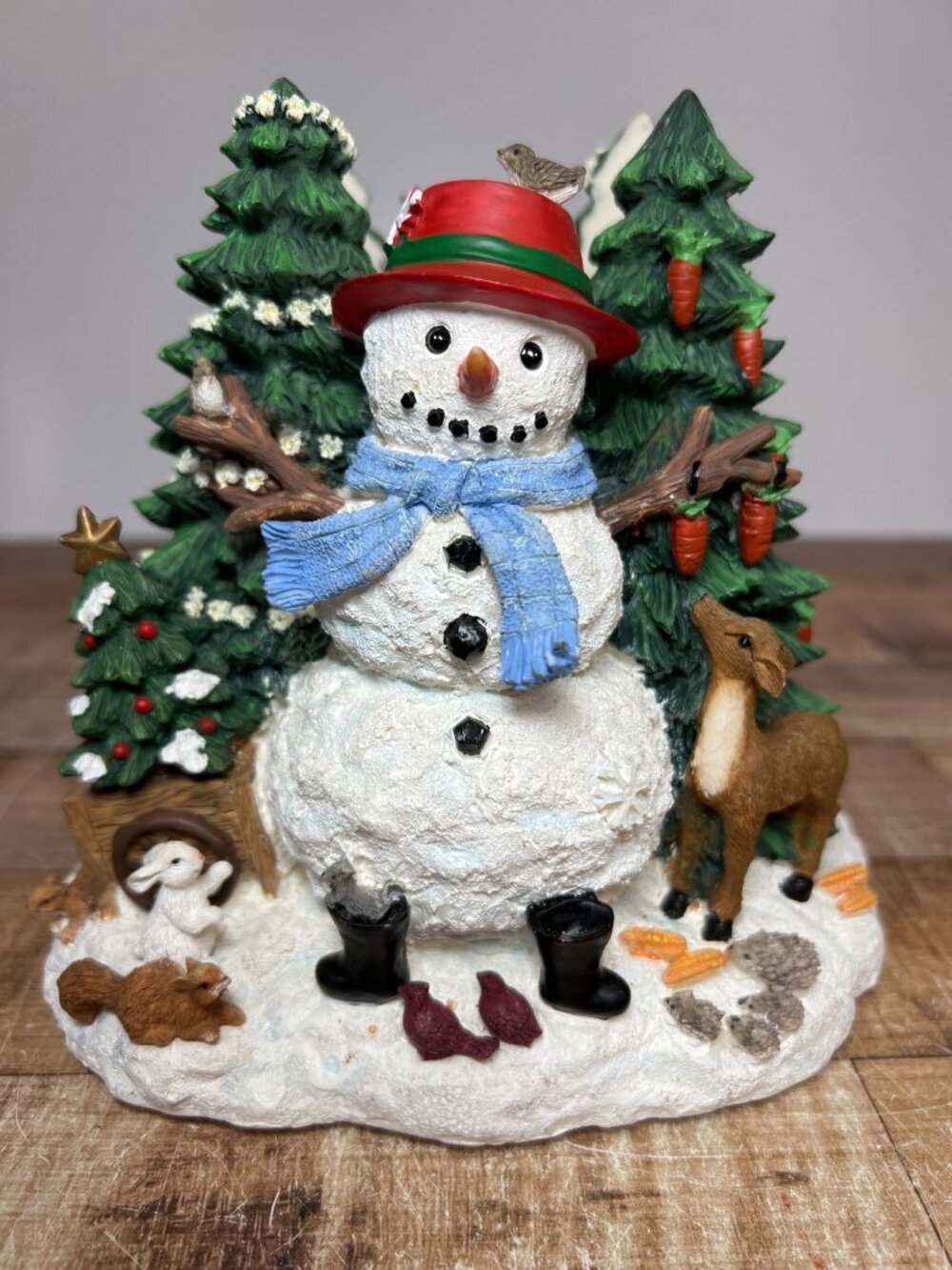 Pfaltzgraff Snow Village Resin Napkin Holder With Snowman & Winter Forest Scene